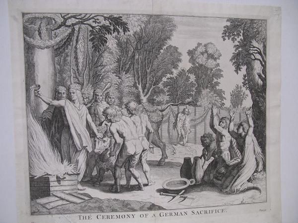Kuparipiirros The Ceremony of a German Sacrifice, Cornelis Huyberts 1696